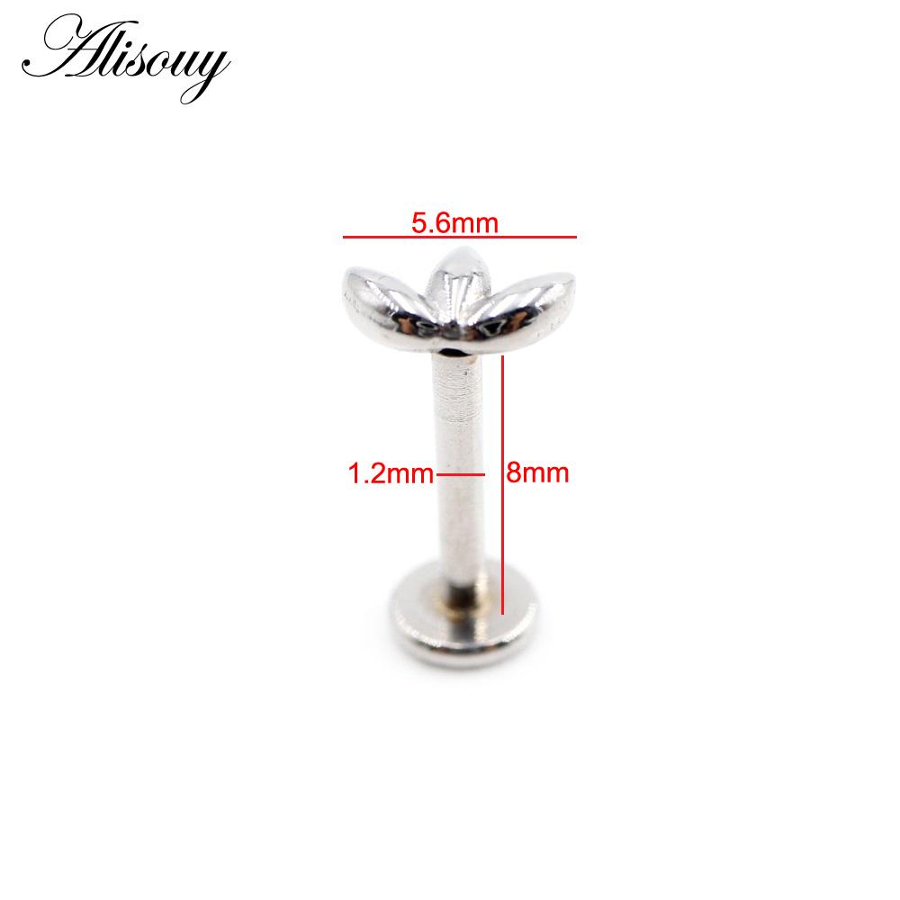 Alisouy 1 Stück Edelstahl Hundepfotenabdrücke Blatt 16G Tragus Helix Bar Labret Lippenring Knorpel Ohr Ohrring Piercing Körperschmuck