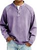 Men S Vintage Washed Stand Collar Long Sleeve Loose Solid Color Sweatshirt