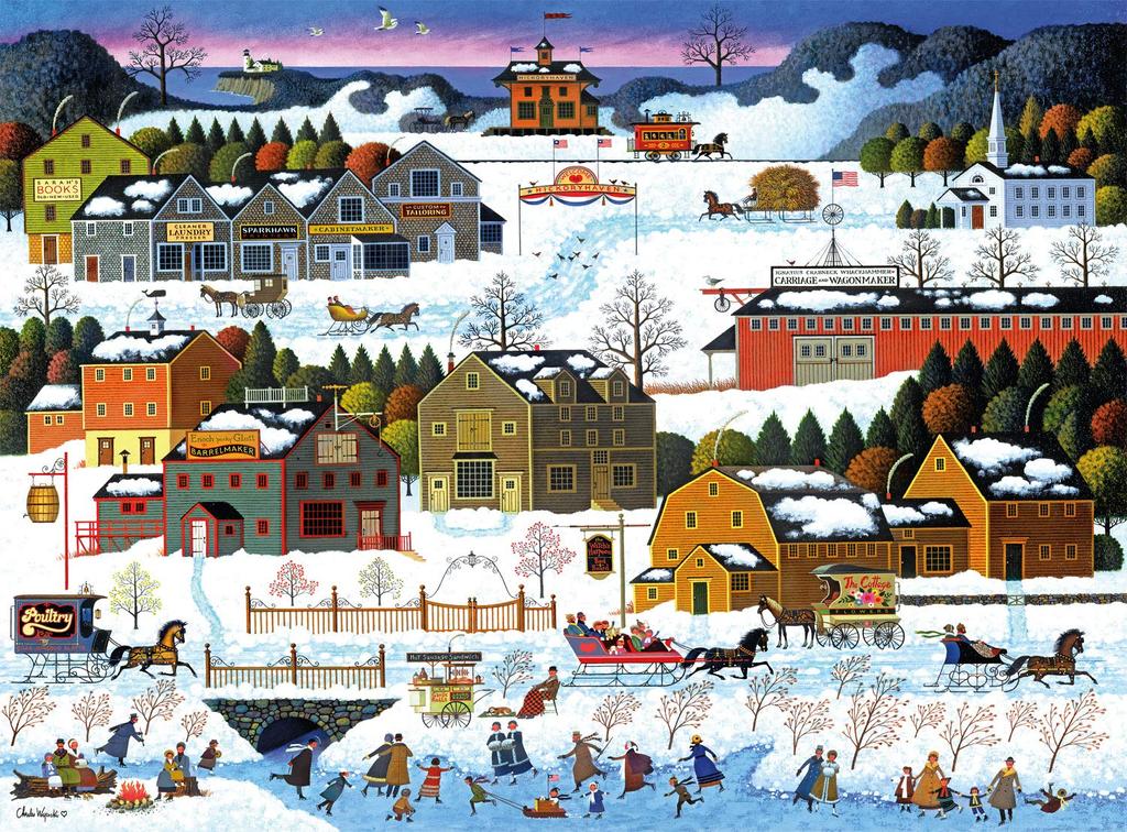 Buffalo Games Charles Wysocki Hickory Haven Canal 1000 Piece Jigsaw Puzzle for Adults Challenging Puzzle Perfect for Game Night Completed puzzle