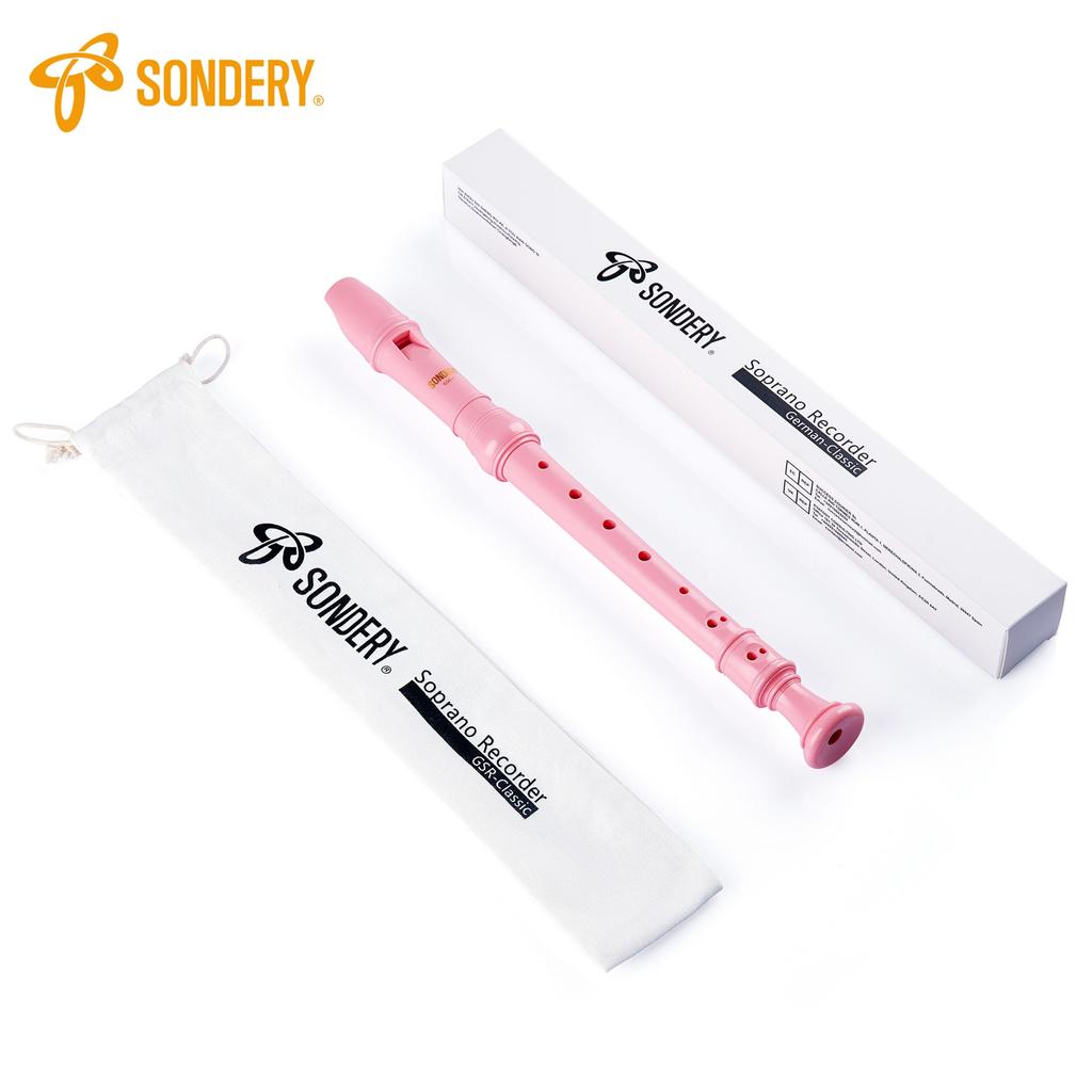 Sondery Sopranino Recorder German Style ABS Resin Beginner-Friendly Plastic Body Portable Pouch with Fingering Chart