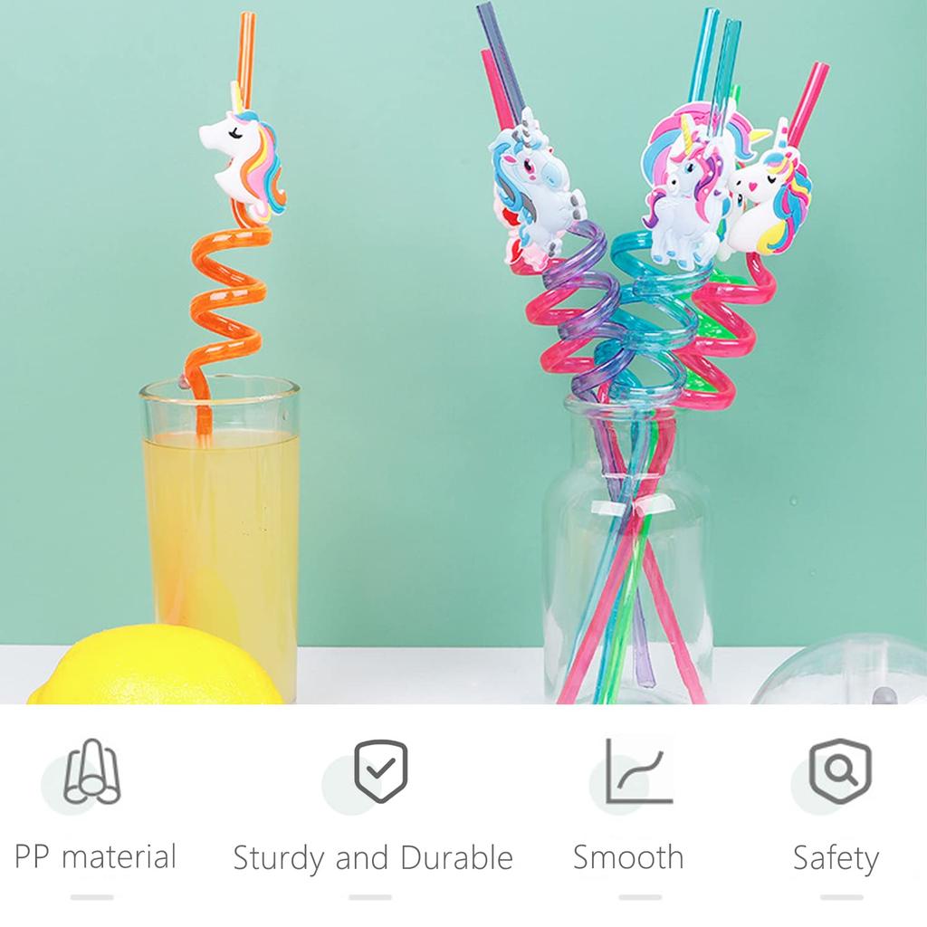 8pcs Cute Unicorn Rainbow Straws Reusable Plastic Straws Girl Birthday Party Supplies Unicorn Party Favors