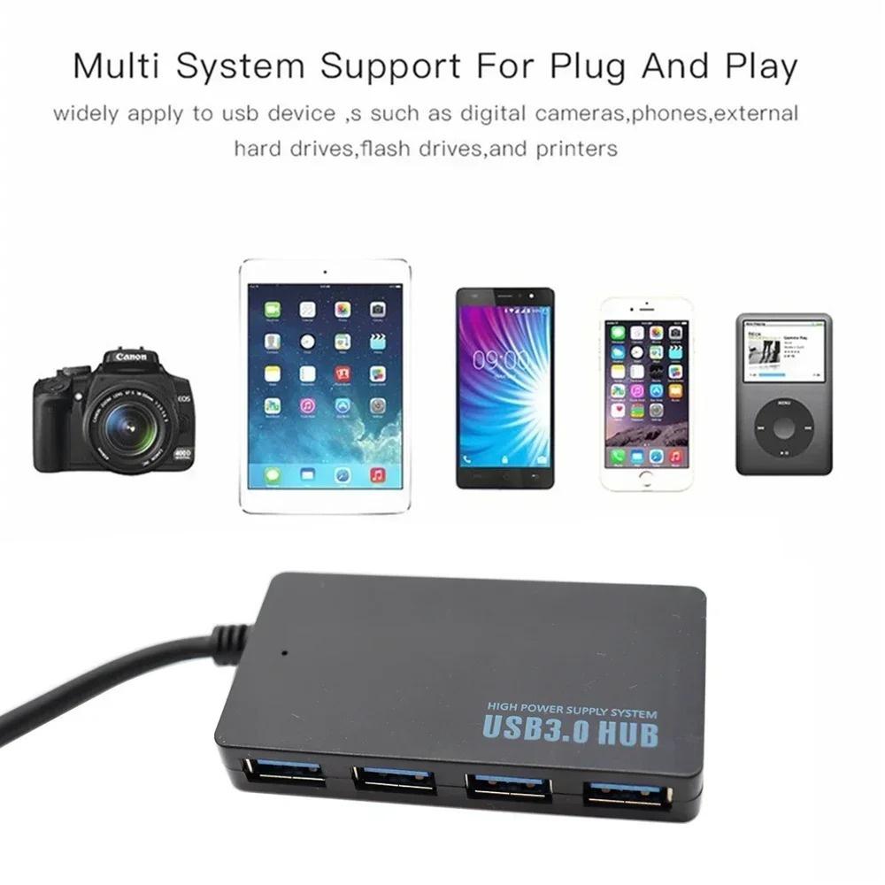 High Speed USB 3.0 Hub 4 Ports HUB Adapter Data Cable Splitter Expander Support Multi Systems Plug and Play Multi USB Adapter