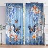 Two Pieces Made of Polyester Material, Featuring High-Definition Digital Floral And Butterfly Patterns, Light-Filtering Curtains