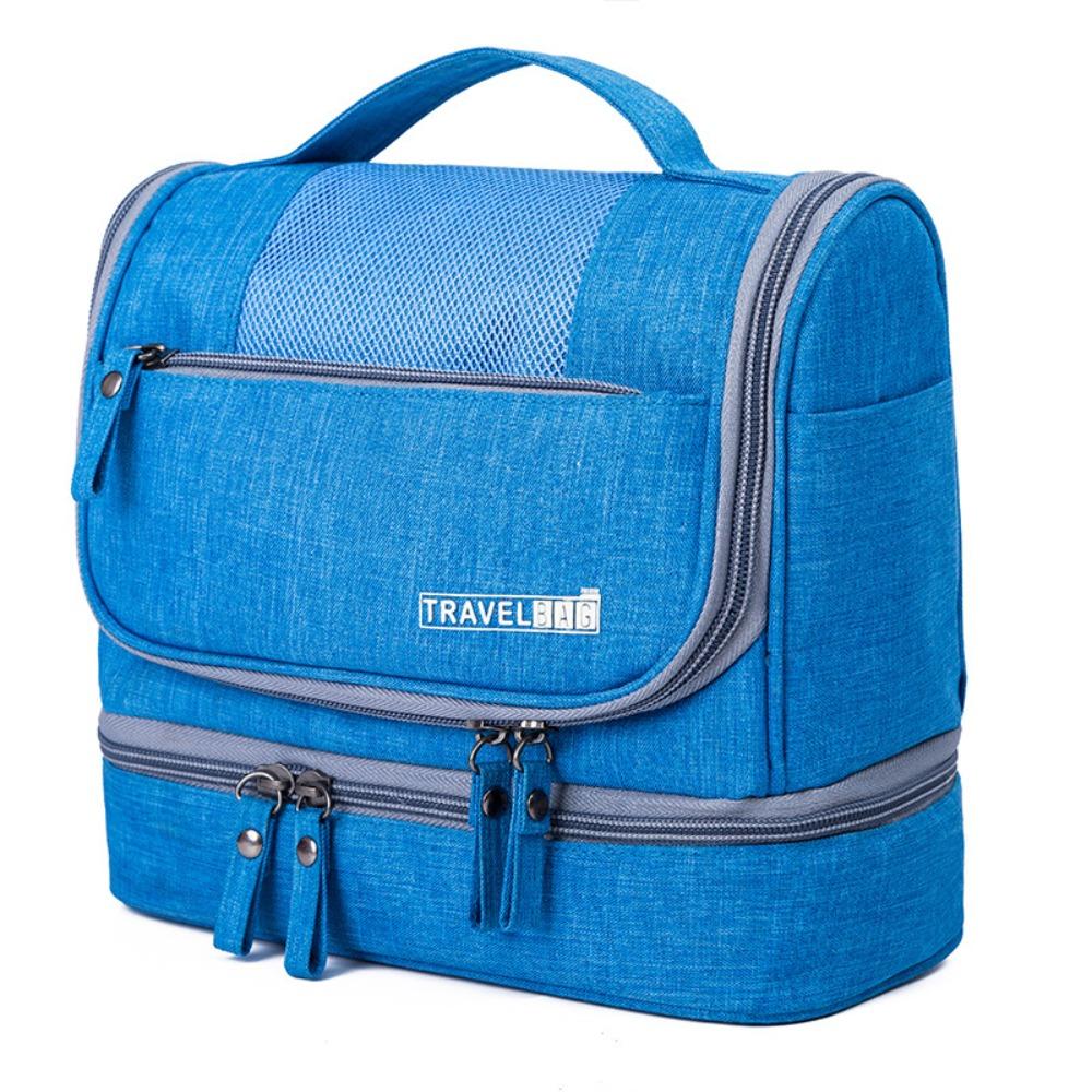 

Solid Color Hanging Makeup Bag Multifunctional Toiletry Organizer Bag Travel Storage Bag Business синій