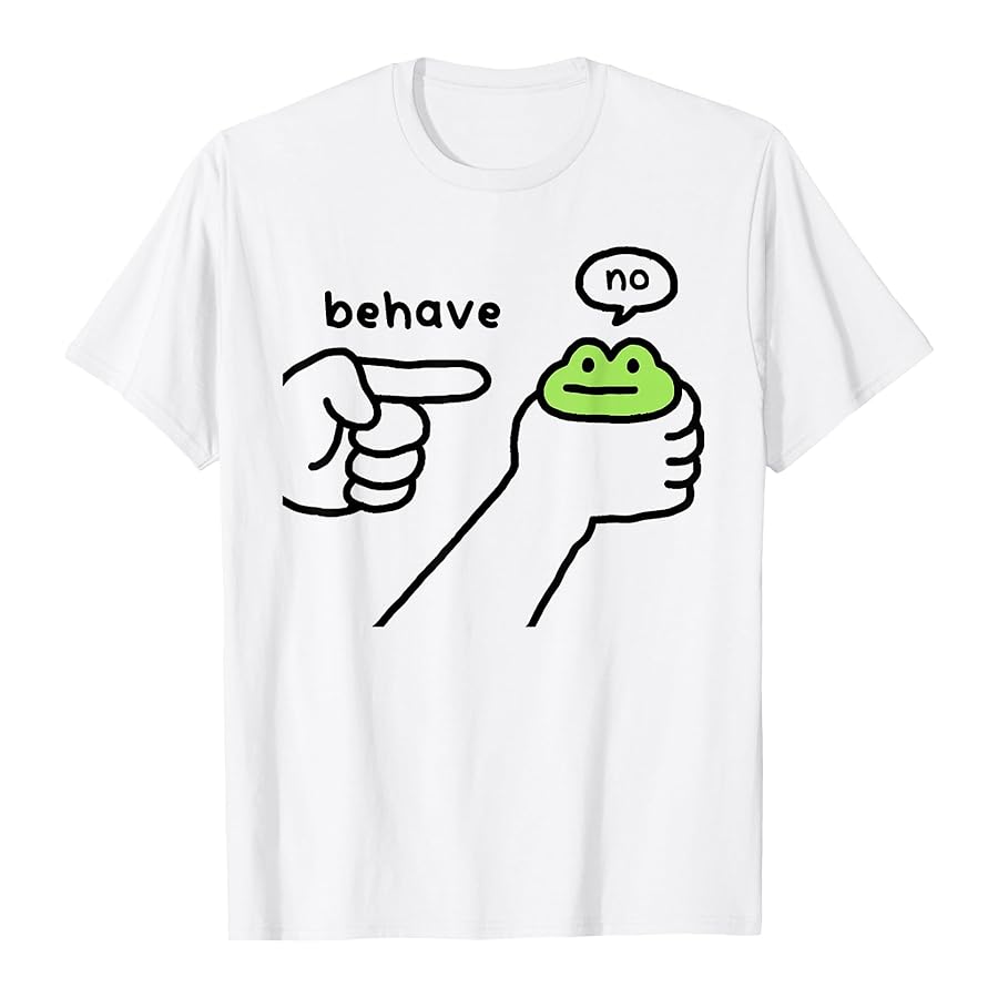 Dishonest Frog Funny Frog Meme Behave No Cartoon Design TShirt Y2K Cute Frog Comics Aesthetic Clothes Sarcastic Joke Saying Tee S