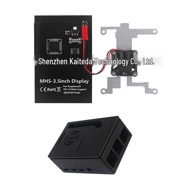 3.5" Raspberry Pi 60FPS Touch Display with ABS Shell, Bracket, Fan, and Heatsink