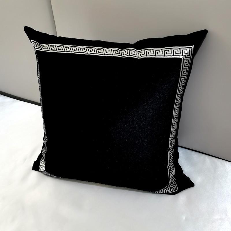1 Stück geometrische Samt-Kissenhülle Luxus High-End Klassisch Schwarz Weiß Kissenbezug 45*45 50*50 Sofa Überwurf-Kissenbezug Graue Farbe