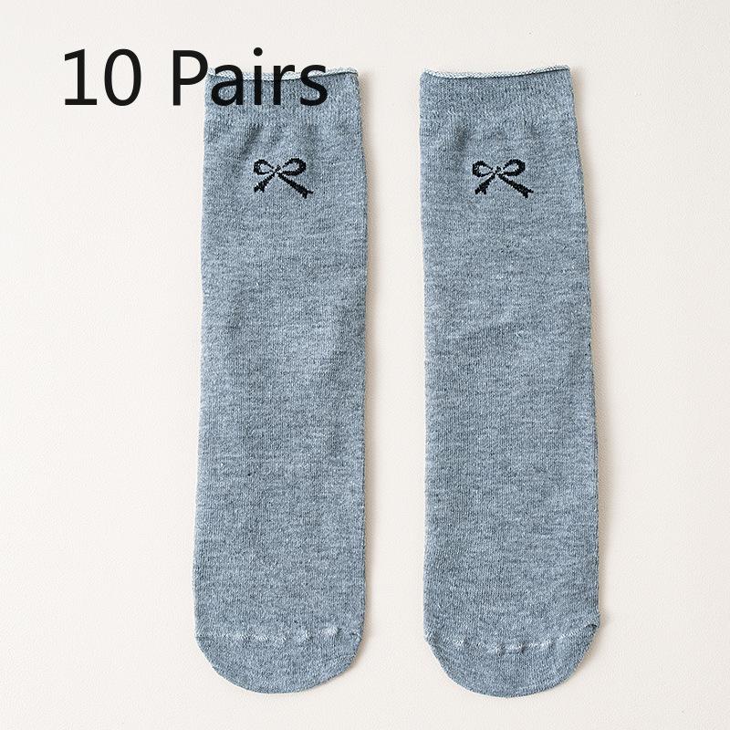 10 Pairs of Female Autumn Lovely Bow Month In The Tube Pile Socks