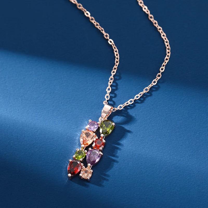 Zircon Set Mona Lisa Zircon Necklace Earrings Colorful Necklace Earrings Sets for Female Luxury Fashion Wedding Jewely Sets