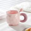 Hrnek Milk Fufu s víčkem a lžičkou, roztomilý dívčí, keramický hrnek na kávu s vysokým uchem, pro páry, do kanceláře, ke snídani