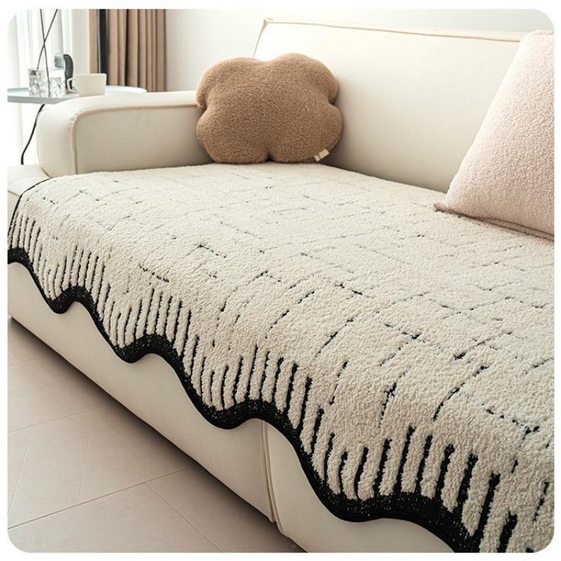 2025 New Plush Shaped Sofa Cushion Autumn And Winter New Straight Leather Sofa Cushion Thickened Non-slip Irregular Sofa Cover