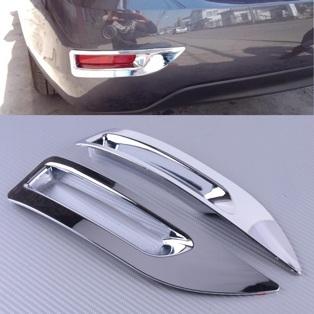 2pcs Plastic Silver Rear Bumper Chrome Fog Light Lamp Trim Molding Cover Frame Fit For Nissan Sentra Sylphy 2013 2014 2015