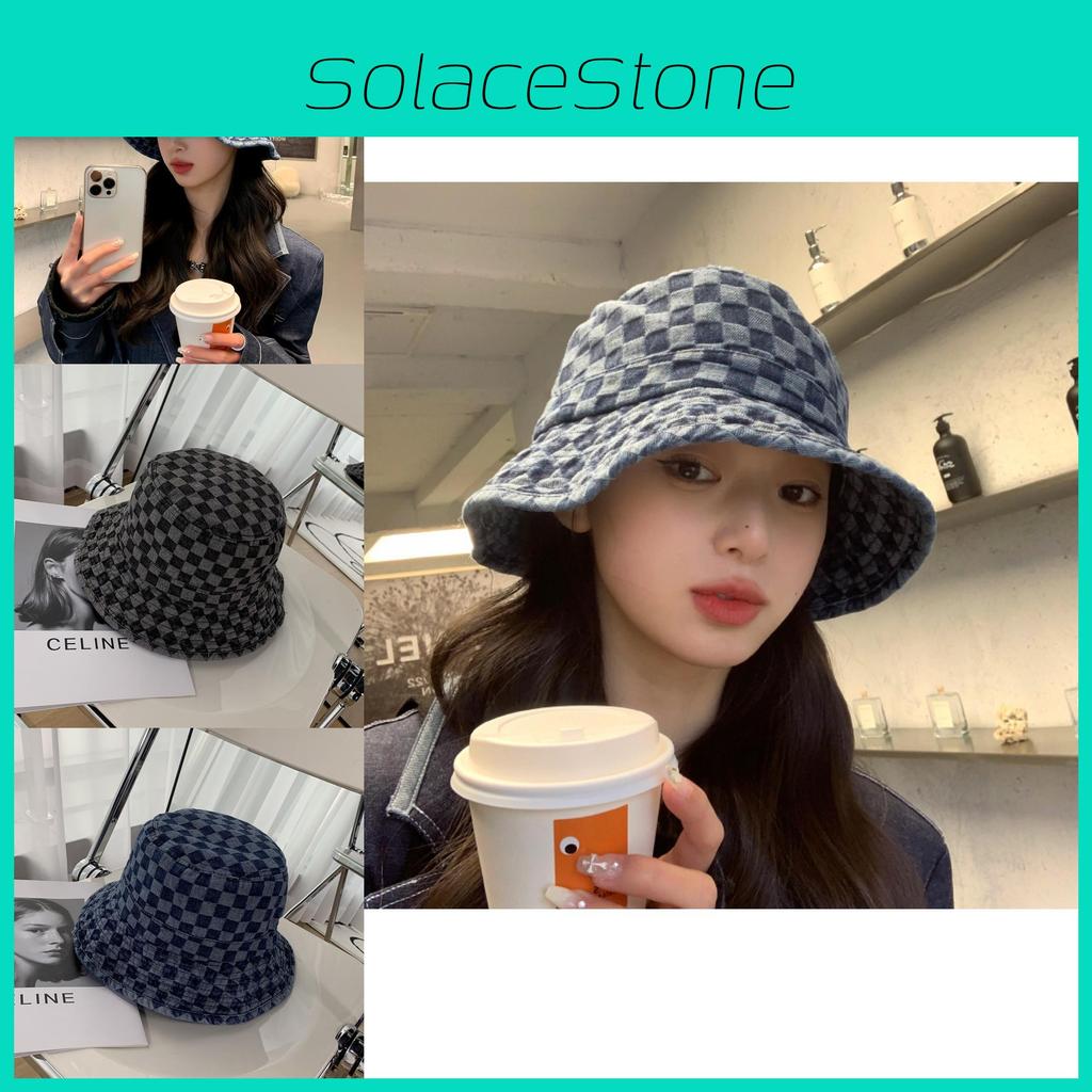 Denim Comfort Fit Fisherman Hat For Women Plaid Pattern And Material Breathable