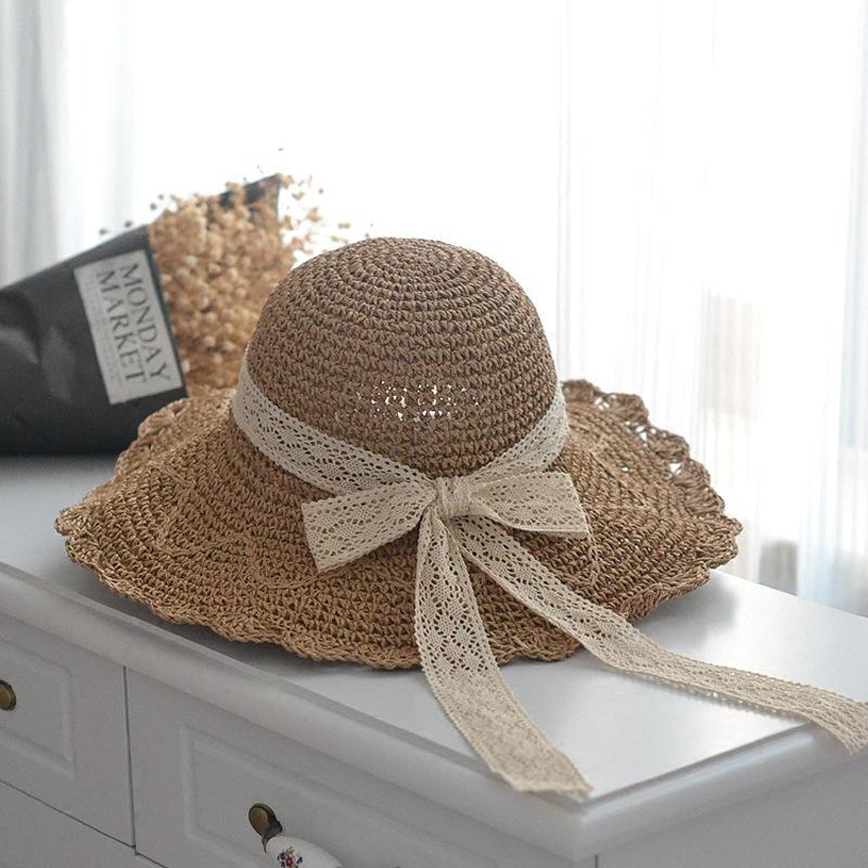 Straw Hat Lace Embellishment Bucket Hat Lace Hat Bucket Shape For Outdoor Activities Women's Accessory Sun