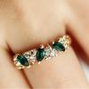 Korean Retro Emerald Rhinestone Ring - Sweet Fashion Style for Women