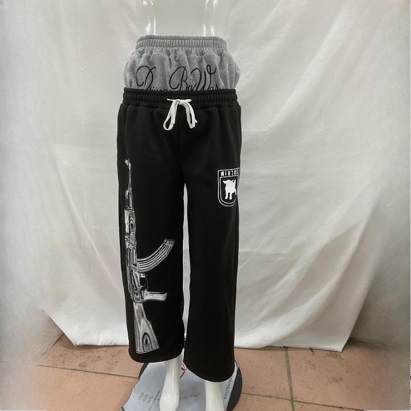 European and American Double Waisted Embroidered Street Folding Couple Sweatpants