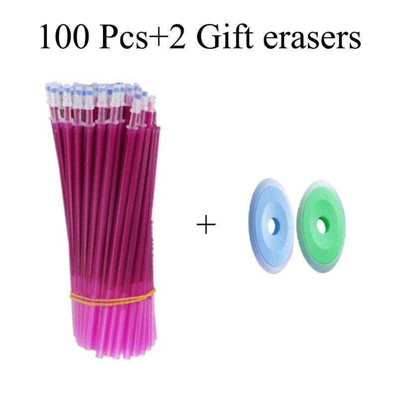 100 /12 Pcs/lot 0.5mm Gel Pen Erasable Pen Refill Rod Set High Capacity Blue Black Ink Shool Washable Handle Pens Stationery