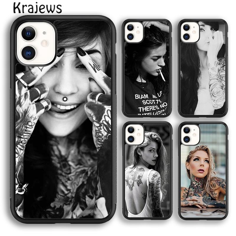 Krajews Sexy Sleeve Tattoo Girl Phone Case Cover For iPhone 17 Air 16 15 14 plus 12 13 pro max coque Fundas