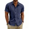 Men's Linen Short Sleeve Hawaiian Shirt Loose Fit Collar Casual Summer Top