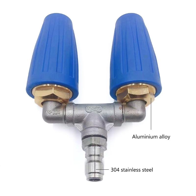High Pressure Washer Double Nozzle Rotating Sprays Adapter 4000PSI With 1/4" Quick Connector Sprays Nozzle Sprays Nozzle