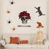 Halloween Skeleton Rose Home Wall Decal Chic Festival Floral Skull Wall Sticker Living Room Canvas Fabric Ffurniture Sticker
