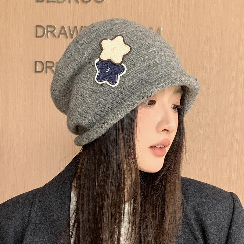 Hat Women's Stacking Hat Star Pullover Warm Knitted Wool Hat