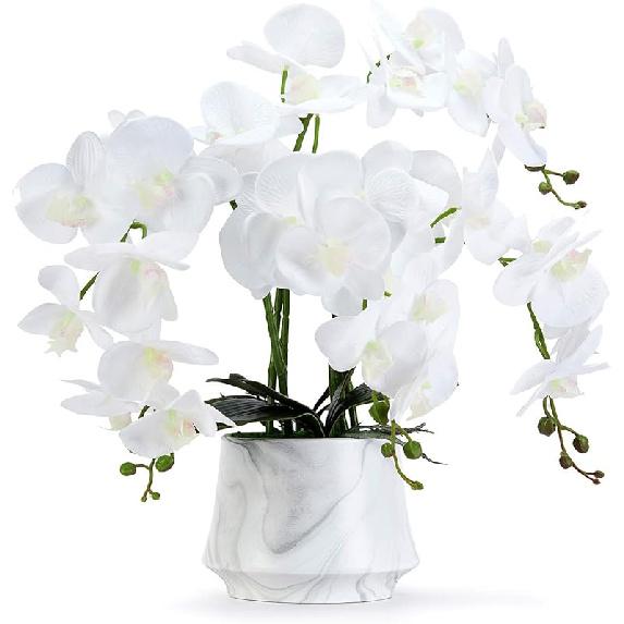 Künstliche Orchidee Kunstblumen Phalaenopsis Orchidee Faux Orchideen Blumen Dekor Innen Weiße Orchidee Küchentisch Mittelstück Dekorative Blumen für