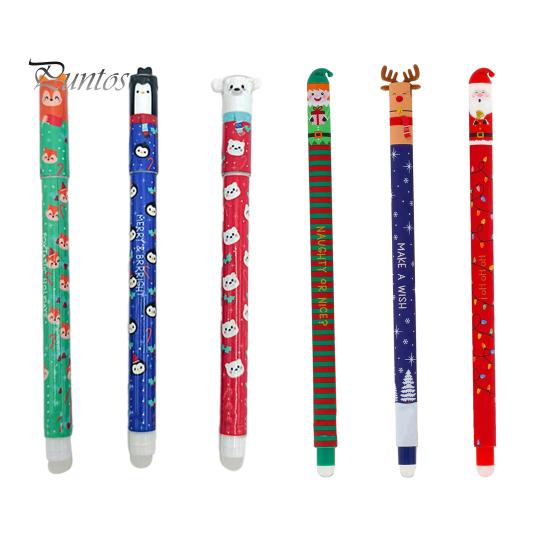 Reindeer Pen Erasable Set Christmas Theme Santa Elf Design Stationery Supplies Smooth Writing Pens for Students Teachers Cute Holiday