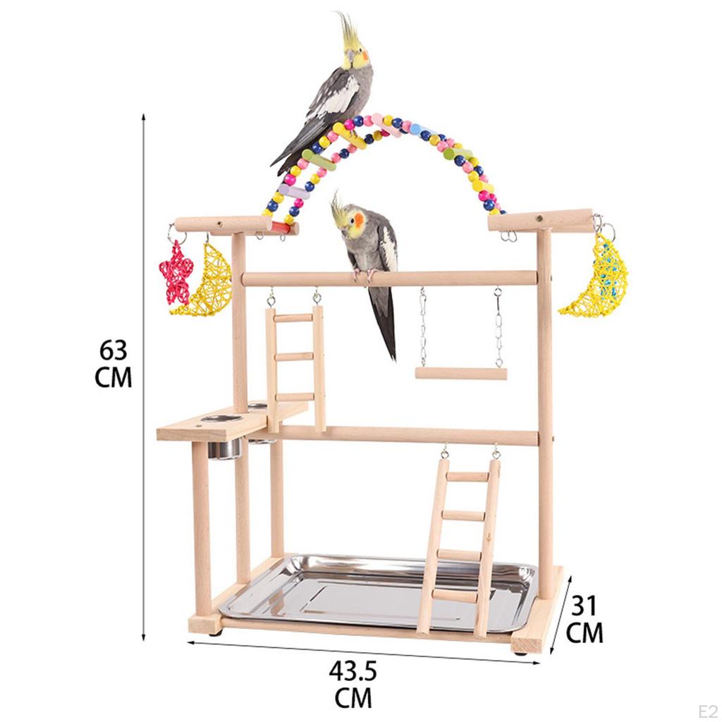 Parrot Playstand Playground Bird Cage Accessories Wood Perch Stand Gym for Parakeet