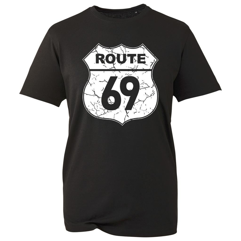Men's Cotton Graphic T-shirt Route 69 T-Shirt, Joke Highway Road Trip Usa Funny Birthday Gift Tee Top,Unisex,gift,Top