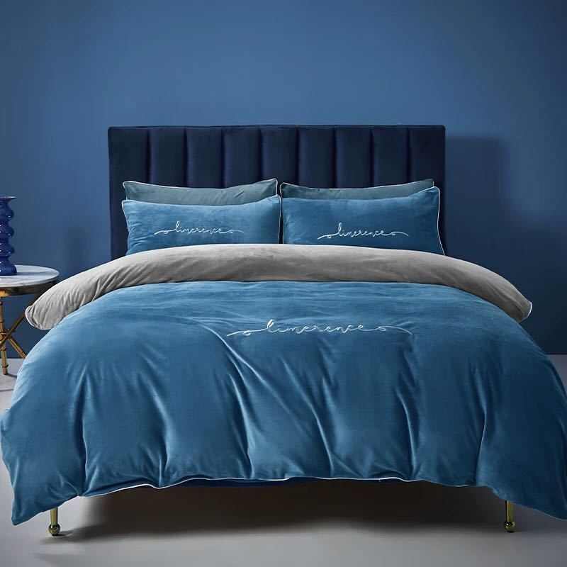 4pcs/set Plus Velvet Thick Warm Quilt Cover Autumn and Winter Milk Velvet Bed Linen Bedroom Bedding