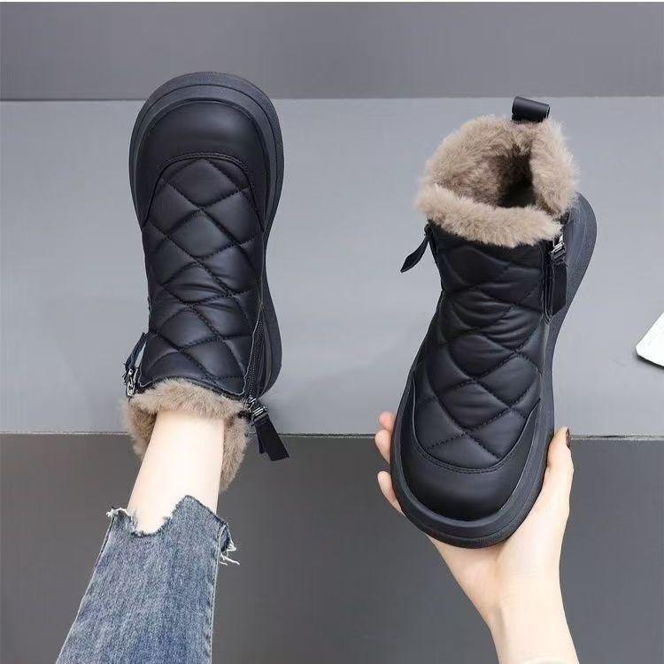 Women's Winter Waterproof Non-Slip Snow Boots - Plush Velvet, Thick Cotton, Warm Short Boots