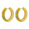 ZHUKOU Retro Little Daisy Hoop Earrings Gold Enamel Hoops Women Colorful Women Round Huggie Earrings VE843