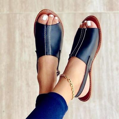 Women's Sandals 2024 Summer Female Slippers Flat Woman Peep-toe Comfort Slip-on Leather Sandalias Casual Shoes Mujer Slingback
