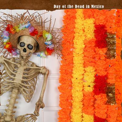 Diwali Marigold Garland Long Strands Artificial Flowers Hanging Pendants Thanksgiving Halloween Home Wedding Party Decorations