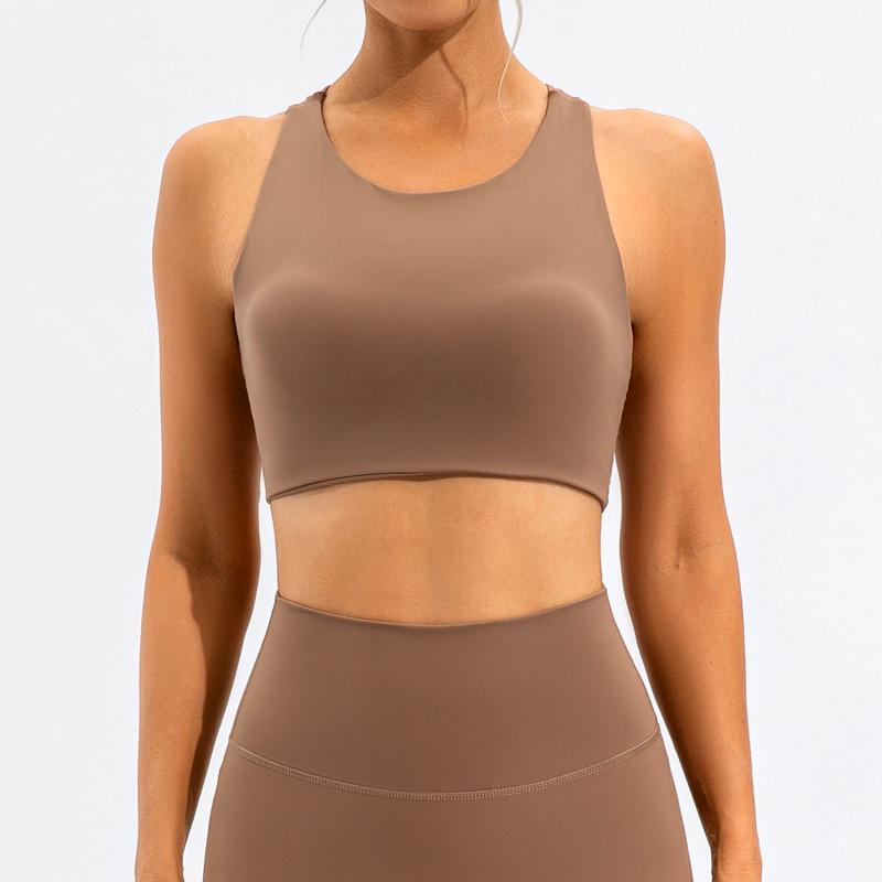 Women's High-Intensity Sports Bra - Lulu Nude Feel, Shockproof, Gathered Support, Stylish Back, Perfect for Yoga & Fitness