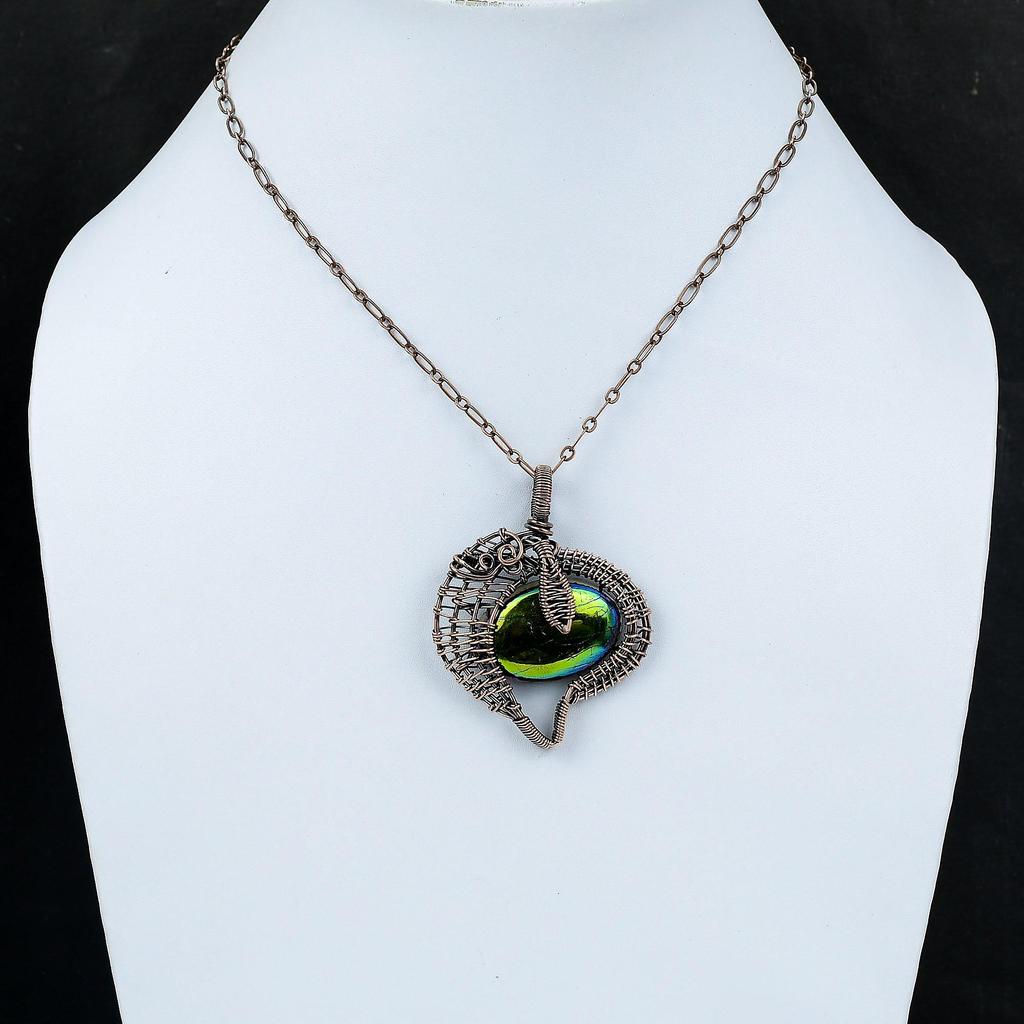 Pendentif Labradorite Feu Mystique Pendentif Enveloppé de Fil de Cuivre Pendentif Fait Main Bijou Enveloppé de Fil de Cuivre Pendentif Pierre Précieuse Réelle Cadeau Pour Lui