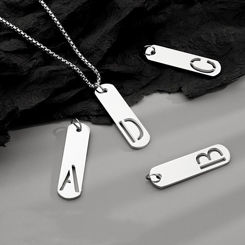 HNSP 316L Stainless Steel Initial Pendant Chain Necklace For Men Letter Tags  Accessories