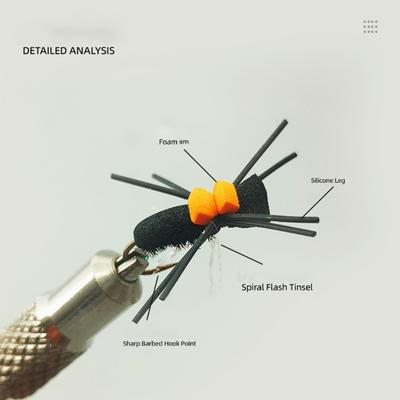 5pcs Floating Fly Fishing Lures Foam Spiders Dry Fly For Buoyancy In Lake And Stream Calm Water Environment