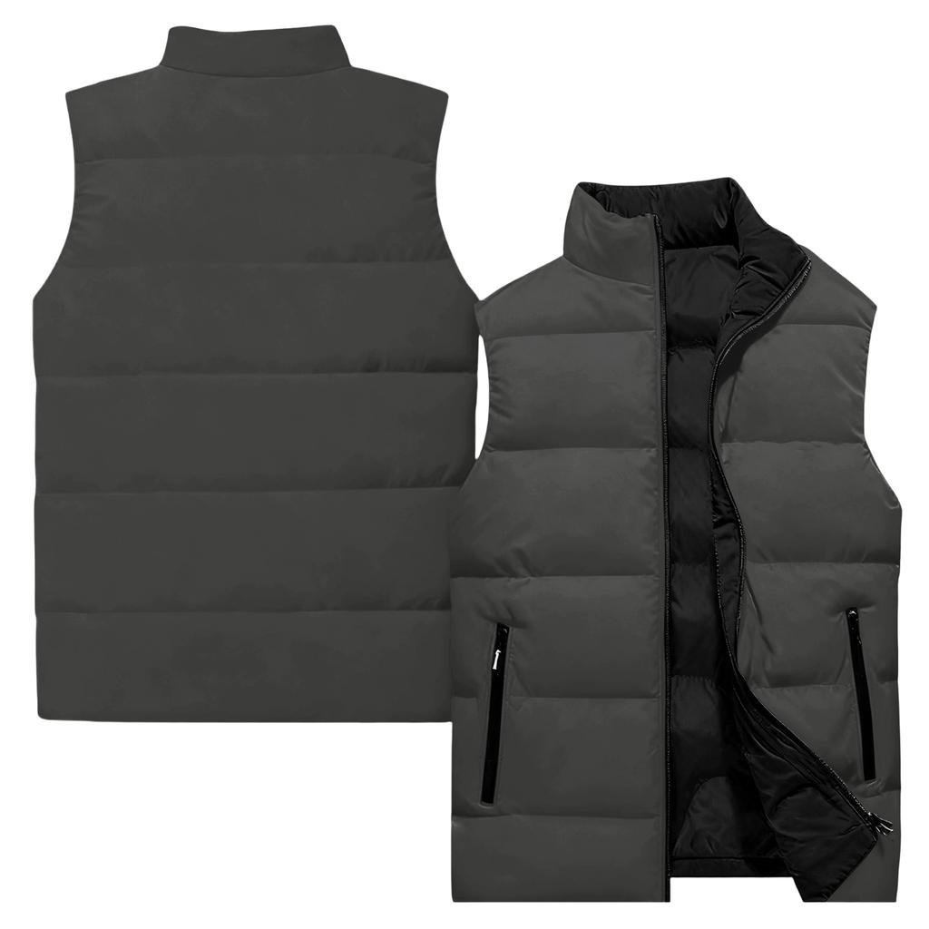 Men's Casual And Fashionable Sleeveless Vest, Solid-color Printed Cotton Jacket