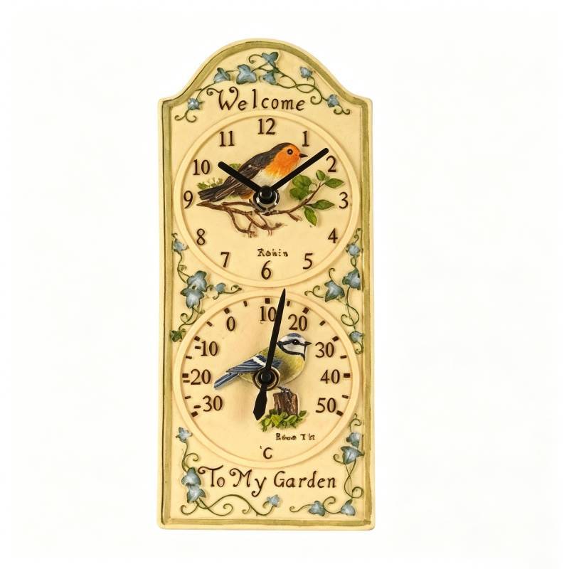 

Vintage Resin Wall Clock With Roman Numerals And Temperature Display For Living Room Decor