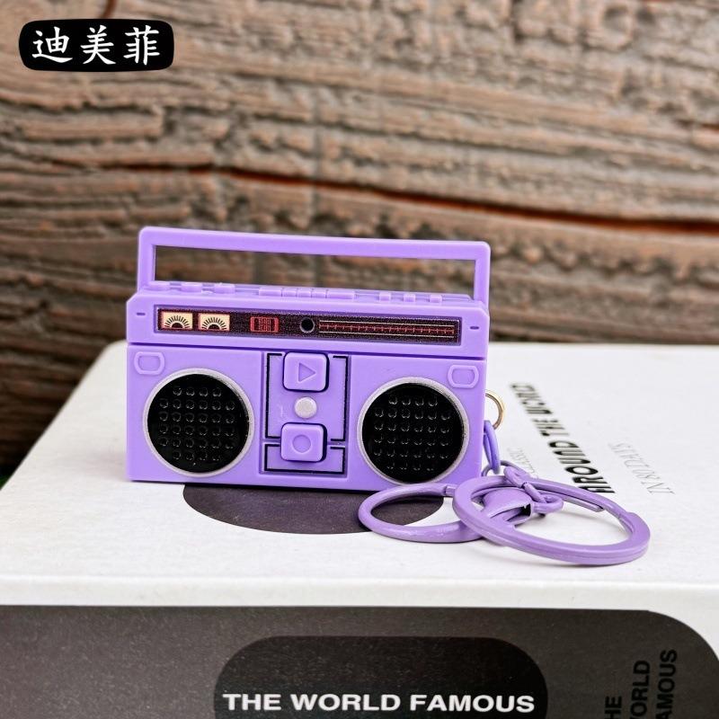 Nostalgic Vintage Mini Retro Classical Radio Recorder Fun Pendant Ornament Keychain Audio Bag Gift