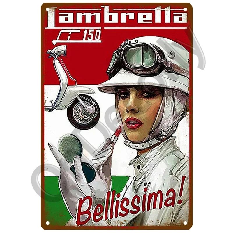 Lambretta Motor Plaque Metall Vintage Blechschild Shabby Chic Dekor Metallschilder Vintage Bar Dekoration Metall Poster Pub Metallplatte