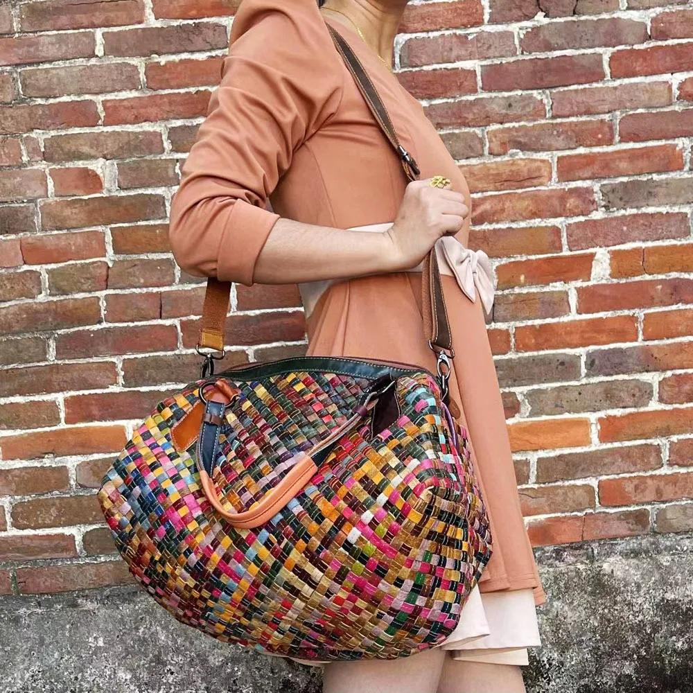 Fashion Genuine Leather Underarm Handbags Casual Women Girl Real Cowhide Shopping Tote Multicolor Designer Female Shoulder Bag