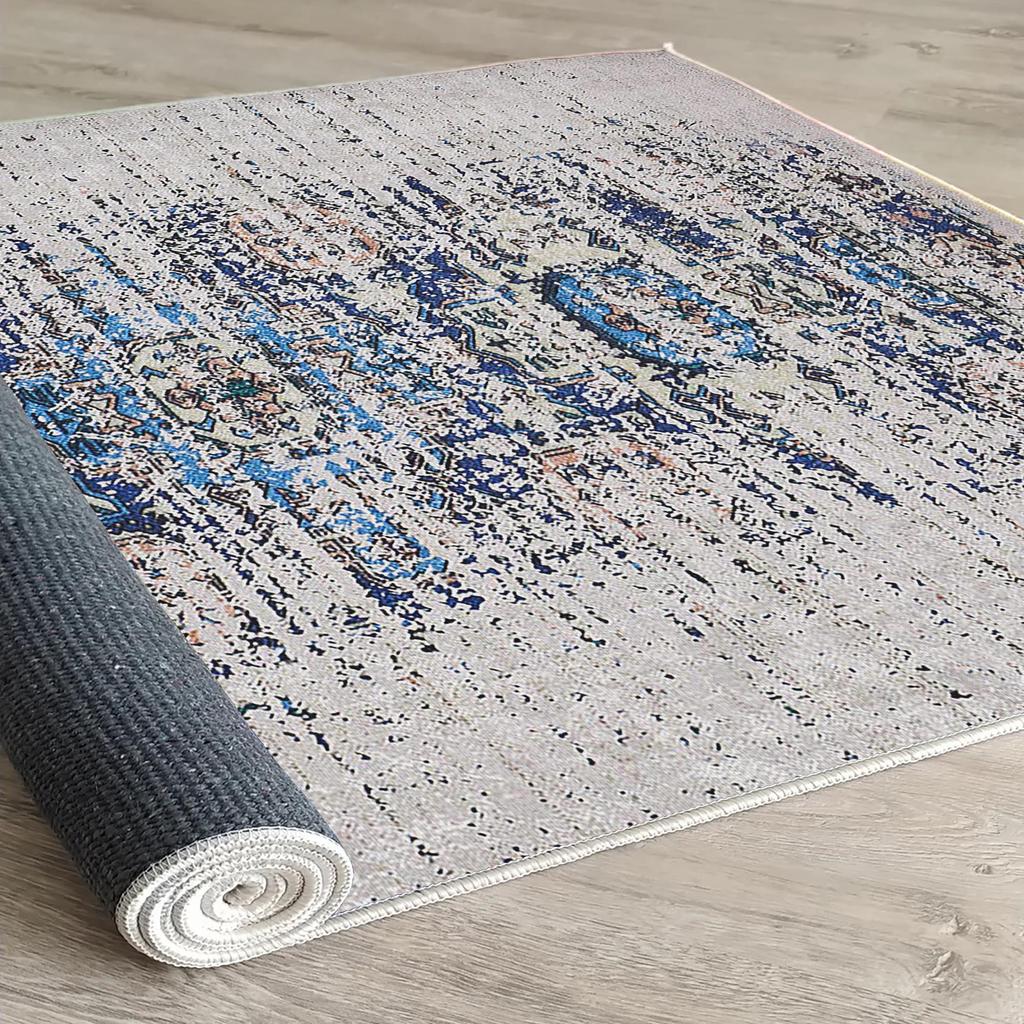 Decorative Cotton Vintage Patterned Woven Carpet ,Modern , Thin , Washable Stain Resistant Trend Woven Floor Room Carpet