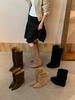 Retro Niche Long Boots Pointed Inner Height Increase Straight Boots Autumn and Winter Thin Sleeve High Boots