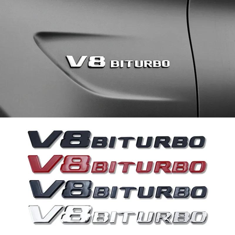 ABS V8 BITURBO Letter Logo Car Sticker for Mercedes Benz Twin Turbo Logo Fender Modification Accessories Label Decorative Decal