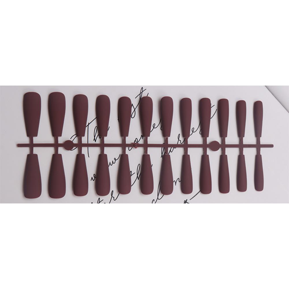 24pcs/set DIY Quick Nails Lengthened Ballet Matte T-shaped False Nails Multi-color Strips Finished Wear Manicure