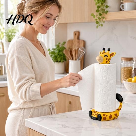 Non Slip Paper Roll Stand Cute Giraffe Towel Holder Sturdy PLA 3D Printed Standing Novelty Home Decor Gift Dispenser Decorative Animal Napkin