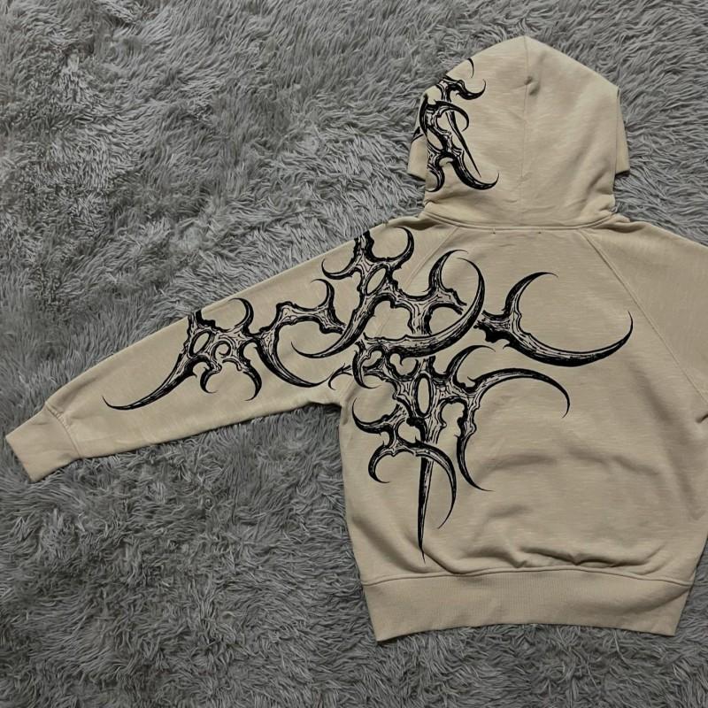Mens Vintage Washed Graphic Hoodie Loose Fit Streetwear Pullover Casual Sweatshirt